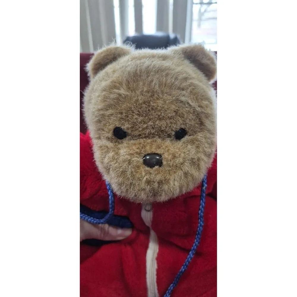 Adorable Teddy Bear Snowsuit Backpack For Child Carry Snacks Toys Red Blue EUC